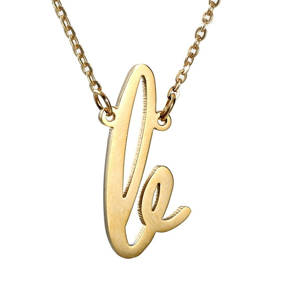 Script Initial B Necklace 18k Gold Plated Stainless Steel Girls Jewelry