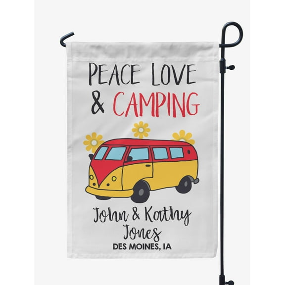 Printtoo White Peace| Love & Camping Caravans Camping Flags For Campers Personalized Double SidedFlag Outdoor Decor Sign CampsiteFlag