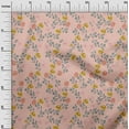 thumbnail image 2 of oneOone Cotton Jersey Peach Fabric Flower & Leaves Watercolor Craft Projects Decor Fabric Printed By The Yard 58 Inch Wide, 2 of 4