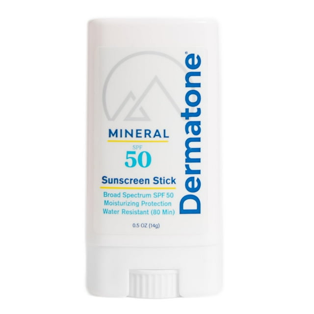 Dermatone Protector solar mineral en barra SPF 50 | Protector solar en barra de óxido de zinc para rostro y cuerpo de amplio espectro UVA/UVB para arrecifes hidratante resistente al agua (80 min) si