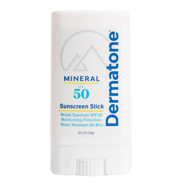 Dermatone Protector solar mineral en barra SPF 50 | Protector solar en barra de óxido de zinc para rostro y cuerpo de amplio espectro UVA/UVB para arrecifes hidratante resistente al agua (80 min) si