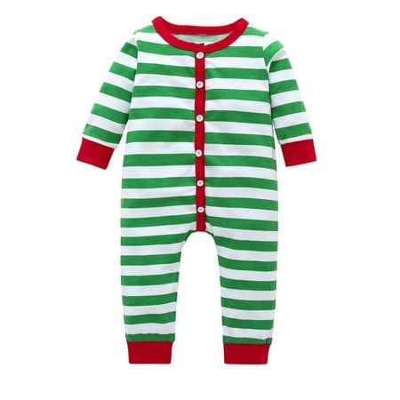 

LisenraIn Infant Christmas Romper Striped Long Sleeve Homewear Pajamas