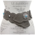 thumbnail image 2 of Women's 3" (75mm) Wide Boho Link Turquoise Silver Studded Leather Belt, 2 of 3