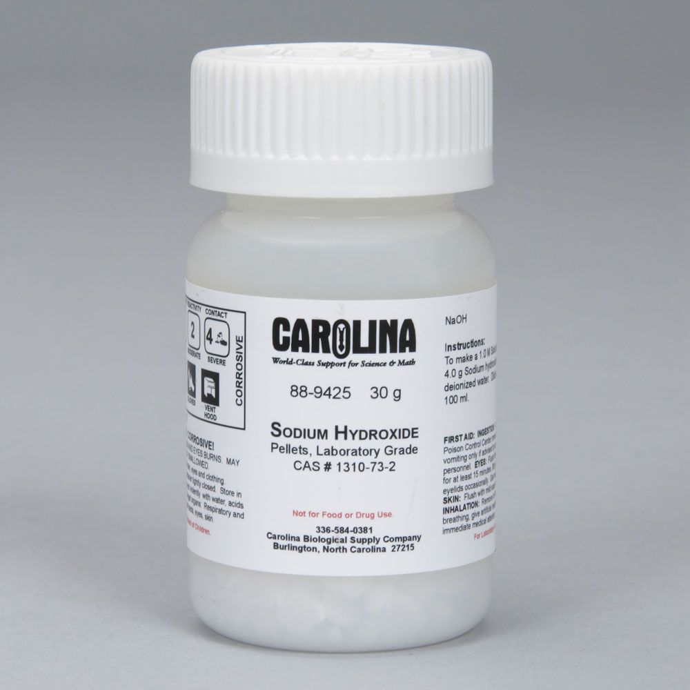 Sodium Hydroxide, Pellets, Laboratory Grade, 30 G