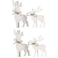 thumbnail image 2 of Vintage Christmas Reindeer Decorations for Home, Office, Mantel, Tabletop, Party, Shelf, 2 Retro Farmhouse Reindeers Winter Holidays Table Centerpiece Decor, Wooden Xmas Decoration(4pc), 2 of 5