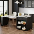 thumbnail image 2 of MODERNLUXE 82.7" Kitchen Island with Extendable Dining Table for 4-6,Two-tone Kitchen Table with Double-sized Storage, Power Outlet,2 Drawers and 2 Side Open Shelves,Black, 2 of 8