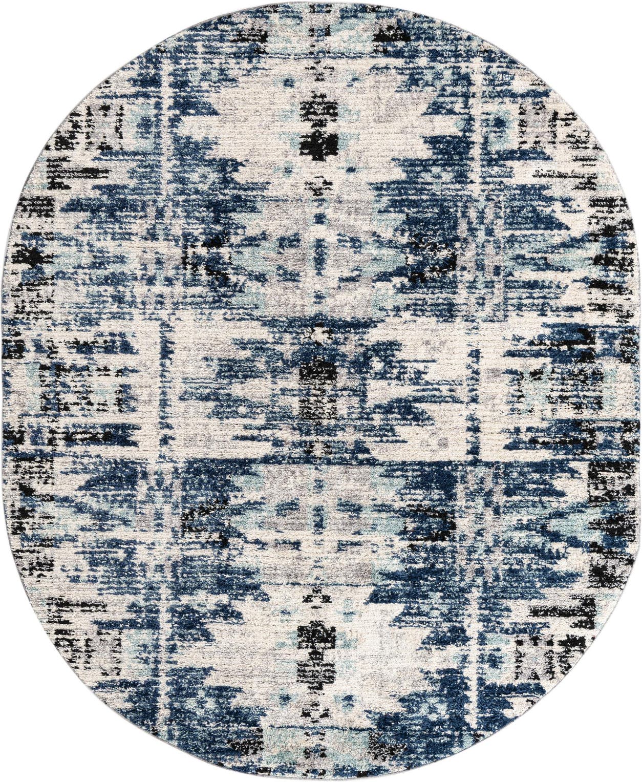 Tucson Collection Rug 8X10 Oval Blue Low Rug Perfect For