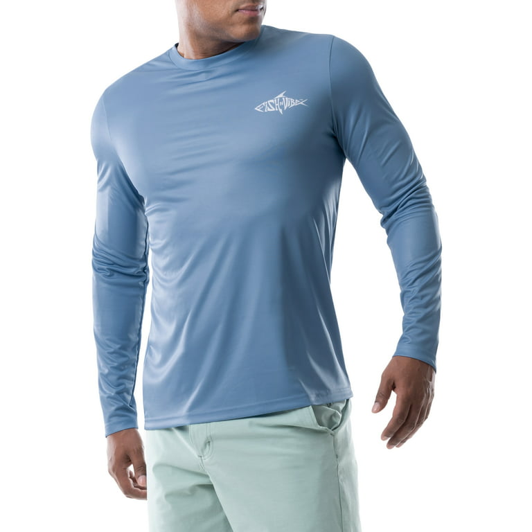 Fish N Vibe Men's Long Sleeve Sun Protection Performance Fishing Tee, Size: Small, Blue