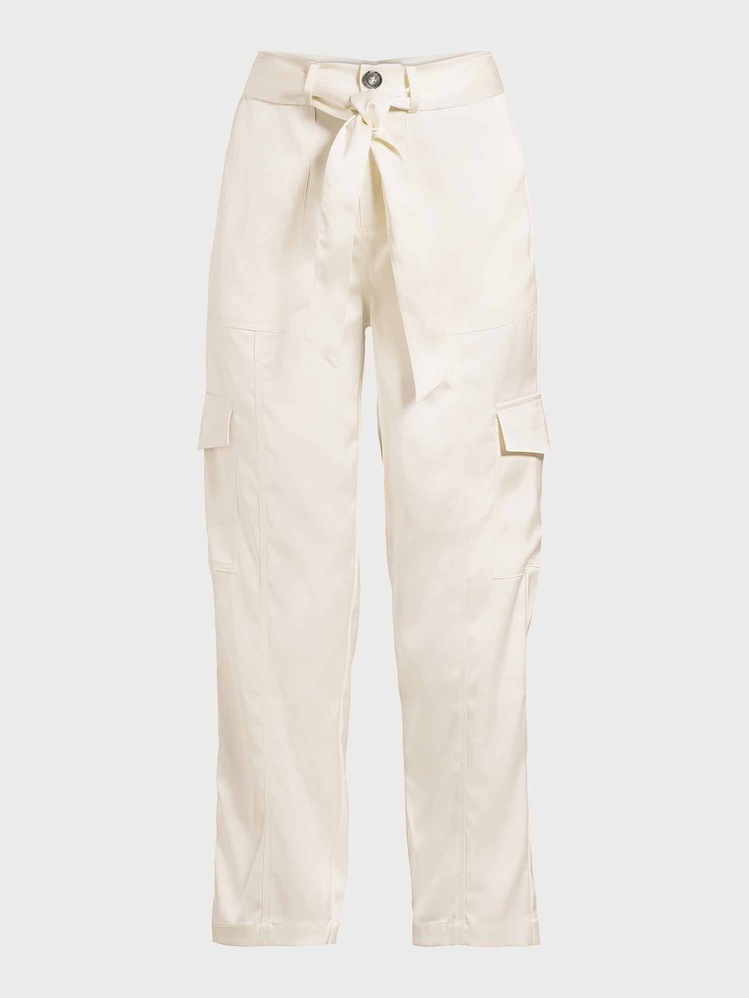 Sofia Jeans Women's Tapered High Rise Satin Cargo Pants, 27" Inseam, Sizes 0-18