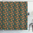 thumbnail image 1 of Renaissance Shower Curtain, Vibrant Baroque Blossoms over Geometric Diagonal Royal Romantic, Fabric Bathroom Set with Hooks, 69W X 84L Inches Extra Long, Orange Turquoise Navy Blue, by Ambesonne, 1 of 3