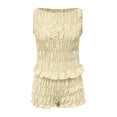 thumbnail image 5 of Short Sets for Women Smocked Loungwear Sleeveless Tiered Ruched Tank Top and Shorts 2 Piece Matching Set Y2k Going out Sets, 5 of 5