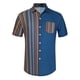 thumbnail image 5 of CAMISAS DE HOMBRE CORTAS DE VERANO DE ALGODÓN PATCHWORK CON BOTONES M AZUL MARINO MARRÓN, 5 of 6