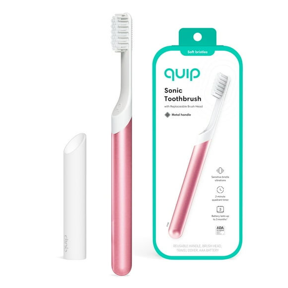 Cepillo de dientes eléctrico Quip Sonic para adultos con funda - Rosa
