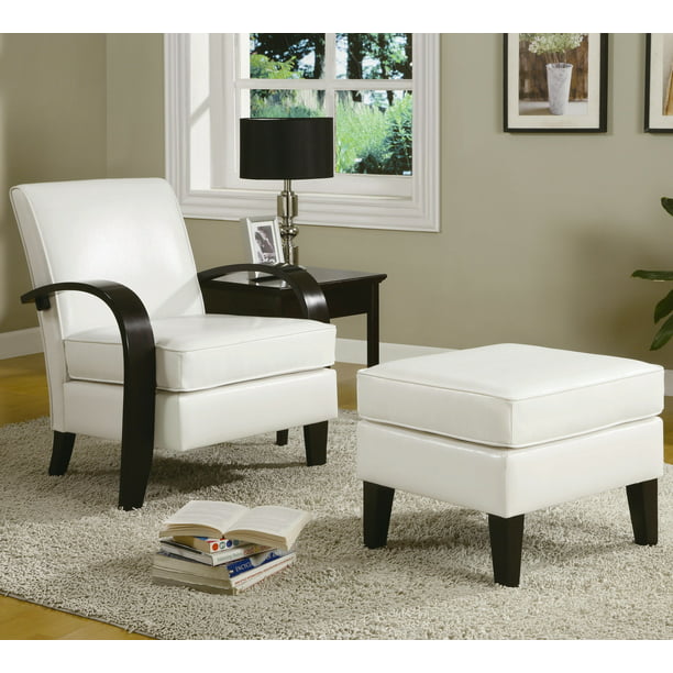 Roundhill Wonda Bonded Leather Accent, Accent Arm Chair With Ottoman