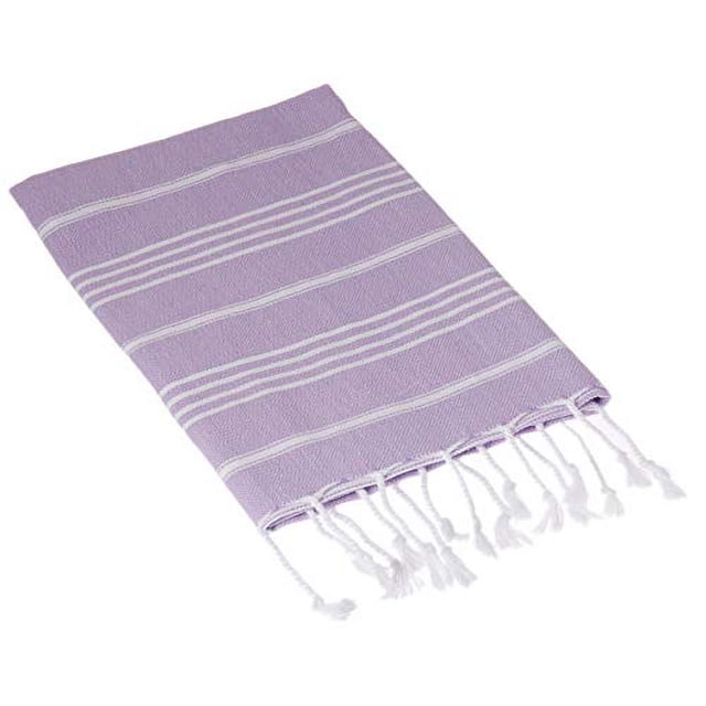 Bersuse 100 % Coton - Anatolia Serviette à Main Turque - Rayée Classique - Oeko-TEX - 23 x 43 Pouces, Lilac