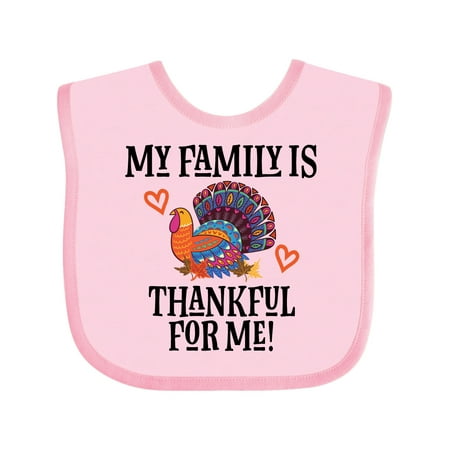 

Inktastic Thanksgiving Turkey Family is Thankful for Me Gift Baby Boy or Baby Girl Bib
