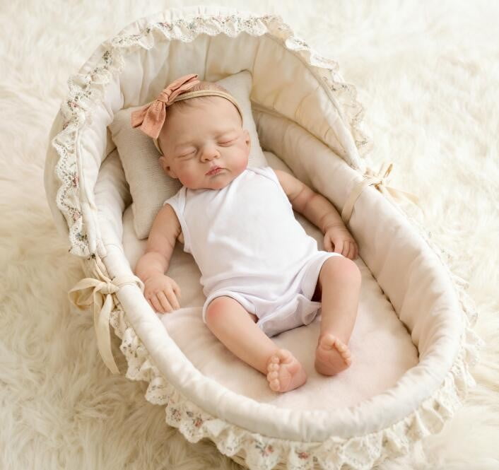 Reborn Baby Dolls - Cute 18 inch Realistic Sleeping Newborn Baby Doll, Lifelike Handmade Cloth Body Reborn Doll, Advanced Painted Gift Set for Kids Age 3+