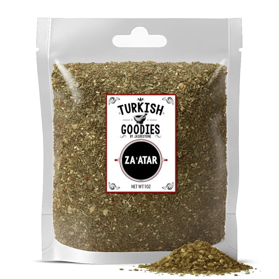 Turkish Goodies Zaatar Spice Blend (Zahter) | Authentic Za'atar Seasoning with Thyme, Sumac & Toasted Sesame Seeds | Middle Eastern Mix for Dips & Bread - 1 oz