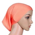 thumbnail image 4 of Delayuji Women's Muslim Hijab Cap Soft Solid Color Short Cotton Head Cover Under Scarf Shawl Turban Hat Orange One Size, 4 of 6