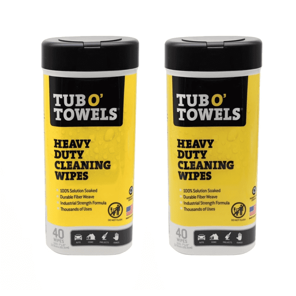 Tub O' Towels Heavy-Duty Multi-Surface Cleaning Wipes, Citrus, 7 X 8 Inch, 2 Pack