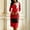 Red, variant on Women's Bodycon Dress, Long Sleeve Bandage Dress for Women, Casual Fall Party Dress with Round Neck, Knee-Length Bodycon Midi Dress