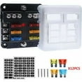 thumbnail image 2 of Caja de fusibles de 6 vías de 12 V, portafusibles, bloques de fusibles de cuchilla con 16 fusibles, 6 indicadores LED, cubierta protectora para automóvil de 12 V/24 V, automóvil, barco,, 2 of 5