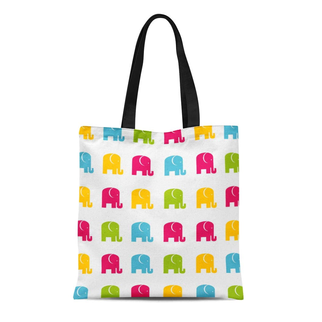 ASHLEIGH Canvas Tote Bag Pink Kids Cute Elephant Teal Teenagers ...