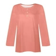 thumbnail image 3 of WEAIXIMIUNG Custom T Shirts with Photo Women's Casual Solid Color Long Sleeve U Neck Button T Shirt Top, 3 of 4
