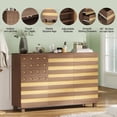thumbnail image 4 of Leumius 55"Buffet Sideboard Cabinet Storage, Versatile Kitchen Storage Cabinet with Hand Carved Craftsmanship Featuring 2 Drawers and 3 Doors for Living Room Home Office Brown+Yellow, 4 of 9