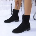 thumbnail image 4 of 2024 Hot Sale Shoes Female Zipper Women's Boots Winter Round Toe Suede Warm Solid Short Barrel Chunky Heels Plus Size Boots (khaki,41), 4 of 7