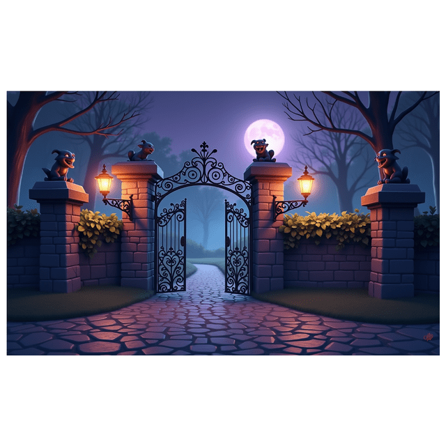 Décoration de Gargouille Dessin Animé Thème Effrayant pour Halloween Portail pour Décoration Extérieure Événement Gothique Maison Hantée