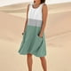 thumbnail image 3 of WILLBEST Vestidos Casuales Vestido De Lino Para Mujer Vestido De Playa Informal Hasta La Rodilla Vestido Sin Mangas Vestido Casual Estampado De Verano Con Bolsillos 2910, 3 of 3