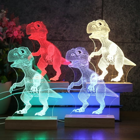 Creative Table Lamps USB 3D Dinosaur Night Light LED Desk / Table Decoration Lamp Bedside Lamp Kids Gift Fashion Creative, Red/Blue/Green/Warm White/Color Changing ()