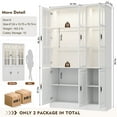 thumbnail image 2 of MEISSALIVVE 78.7" Kitchen Pantry Cabinet with Glass Doors & LED Lights, Freestanding Storage Hutch with Shelves, White Pantry Cupboard, 47.2" W x 15.7" D, 2 of 6