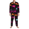 thumbnail image 3 of Fotbe Colorful Dragonflies Pijama de Hombre con Estampado de Manga Larga, Conjunto de 2 Piezas, Ropa de Dormir Suave y Cómoda con Bolsillos-Medium, 3 of 7