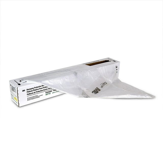 Couverture de Protection contre la Peinture en Vaporisateur 3M 06742 Auto-Adhésive; Feuille de Plastique; Transparent; Largeur 20 Pieds x Longueur 250 Pieds; Simple