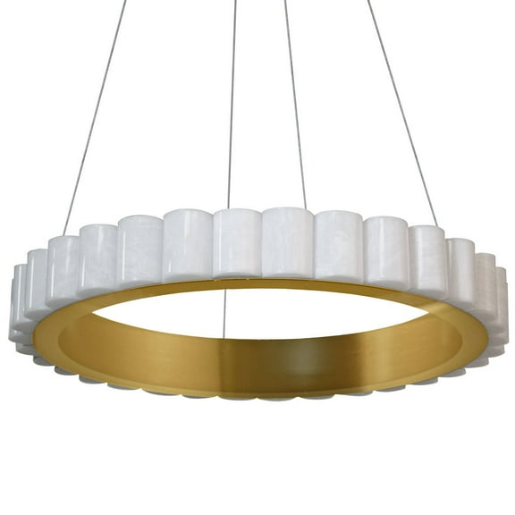 Dainolite 30W Aged Brass Chandelier w/ Faux Alabaster Acrylic