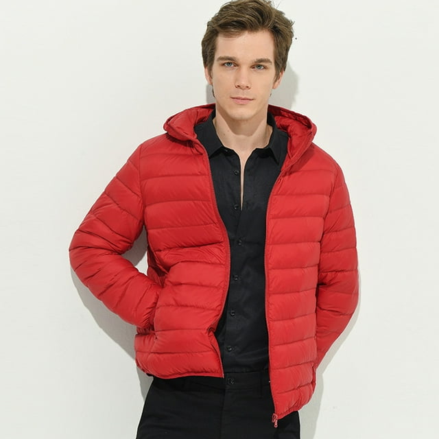 Men's Puffer Jacket Lightweight Warm Down Jacket Hooded Winter Coat