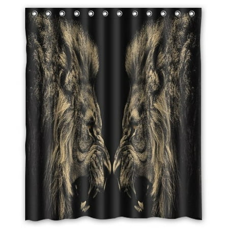 Animal Print Bathroom Decorating Ideas GreenDecor Animal Lion Print Mom Gift Ideas Set Waterproof Shower Curtain Set with Hooks Bathroom Accessories Size 60x72 inches ()