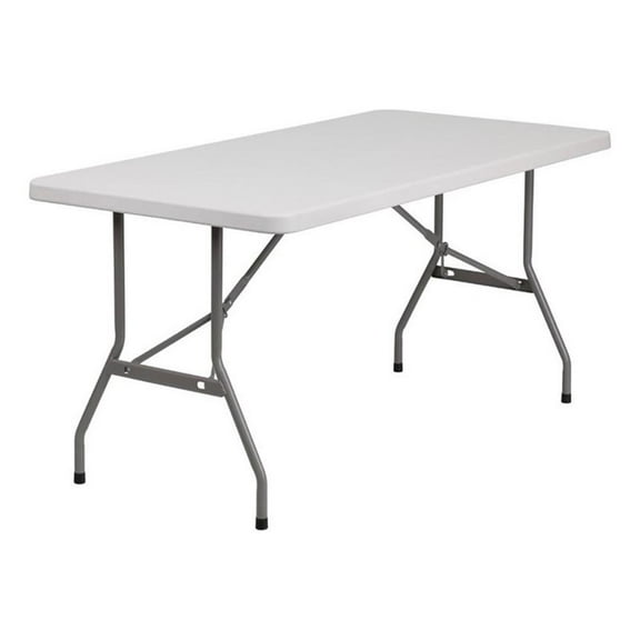 Bowery Hill Transitional Metal/Plastic Blow Molded Folding Table in White
