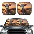 thumbnail image 2 of Naloa Sunset Calf Flower Field Print 2-Piece Windshield Sunshade,Foldable Car Front Window Sun Shades,for Most Sedans SUV Truck-Large, 2 of 6