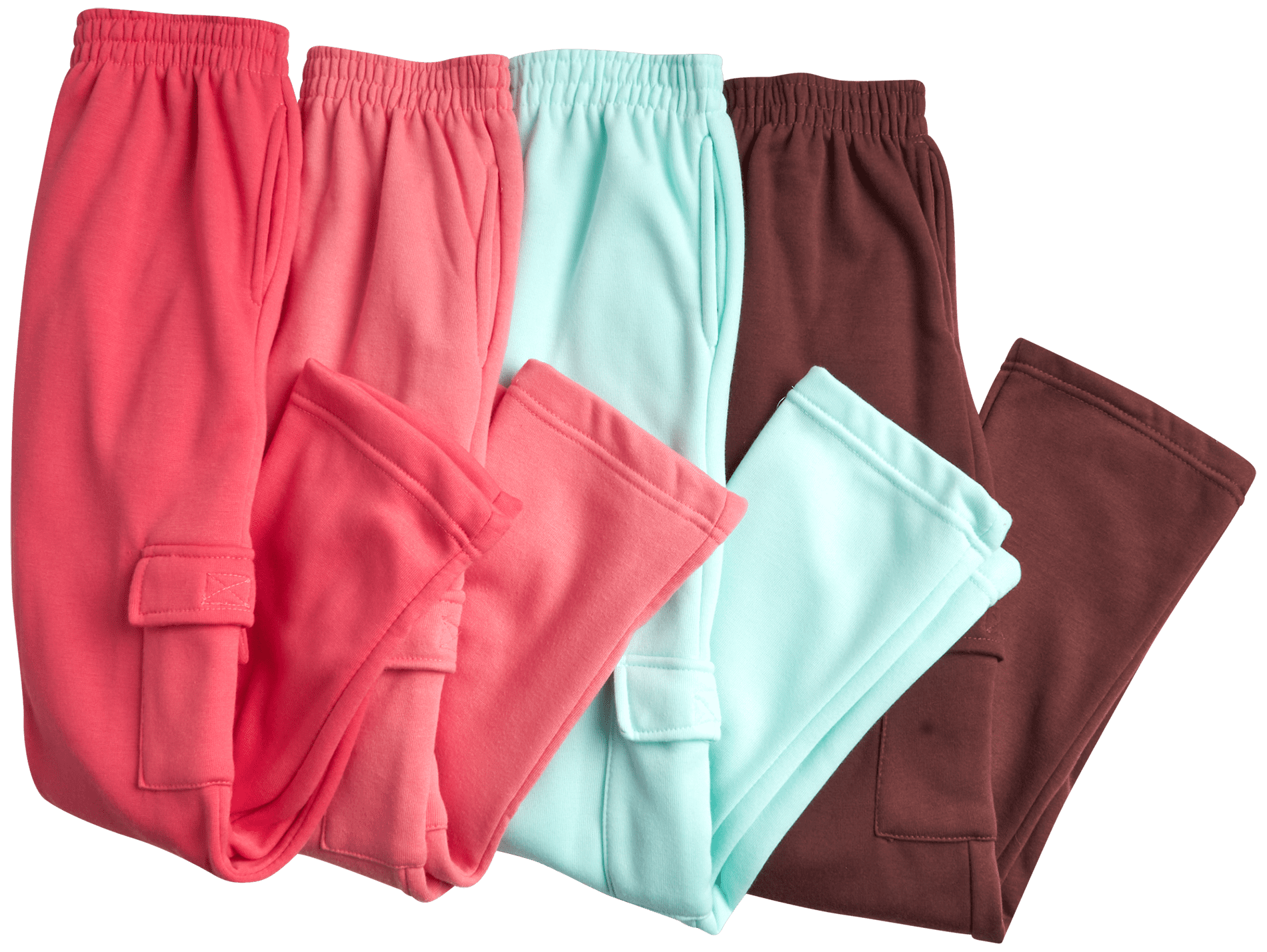 Real Love Girls Sweatpants Soft Lightweight Basic Fleece Cargo Jogpants, Joggers or Flares 4 Pack