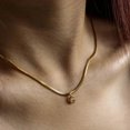 thumbnail image 3 of Collar con inicial de letra de circonita CZ pequeña a la moda para mujer, cadena de serpiente de acero inoxidable chapada en oro, collares con colgante del alfabeto AZ, 3 of 4