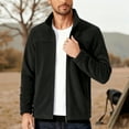 thumbnail image 4 of DPTALR Men's Solid Color Fleece Zip Jacket,Outdoor Casual Coat with Pockets,Black,Big and Tall Men L, 4 of 9