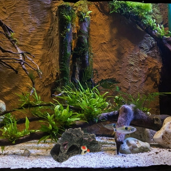 MLINS Aquarium Resin Hollow Tree Trunk Decor Fish Tank Hideout Reptile Climbing Log, Betta Fish Cave Turtle Hideaway Resin Hideout Ornament