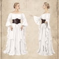 thumbnail image 2 of IROOZIGOTO Womens White Medieval Renaissance Maxi Dress Off Shoulder Long Flare Sleeve with Brown Lace Up Corset Belt Halloween Cosplay Costume, 2 of 9