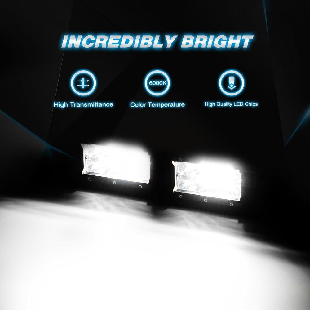 Nilight 5.3 Inch 72W LED Flood Light Bar, Adjustable, IP67 Waterproof, 2 Pieces