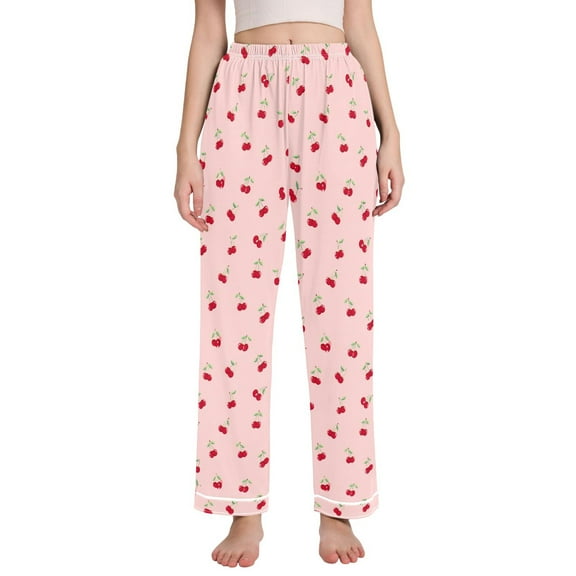 joogoo Women Cherry Fruits Pajamas Pants Lounge Bottoms Pjs with Pockets M