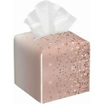Tissue Box Cover Rose Gold Blush Pink Glitter Metal Tissue Box Holder Tissue Box Cover Square Decorative Bathroom, Bedroom Or Office