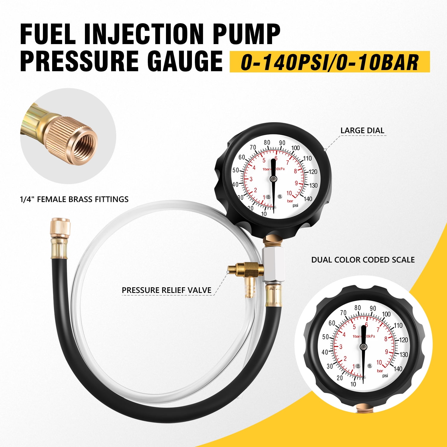Auto Fuel Pressure Gauge Tester Kit Oil Combustion Spraying Pressure Meter Tool Set for Trucks Cars Motorcycles